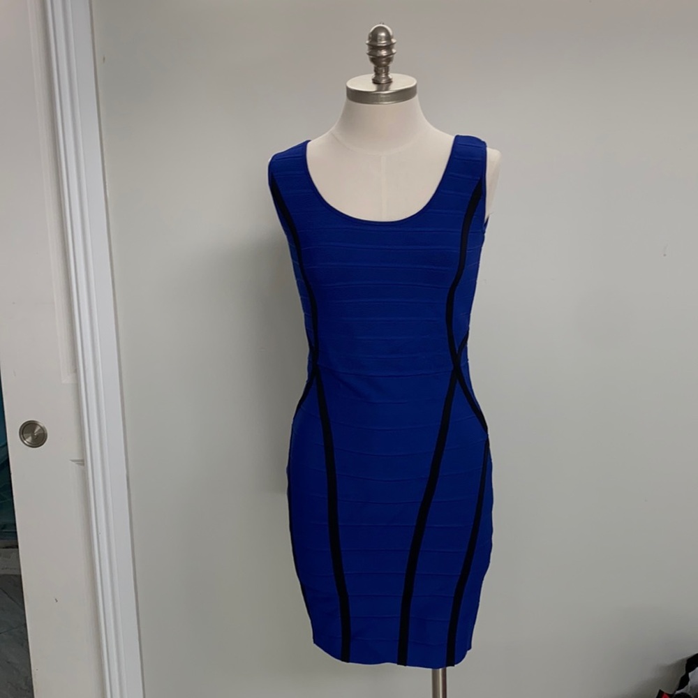 NWT royal blue with black lining bandage dress